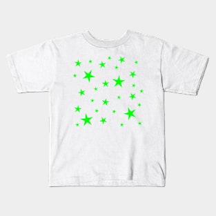 Bright Neon Green Stars Pattern Kids T-Shirt